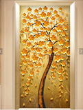 欧式复古金色发财树抽象北欧玄关走道装饰画