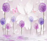 3D简约紫色蒲公英电视卧室床头壁画